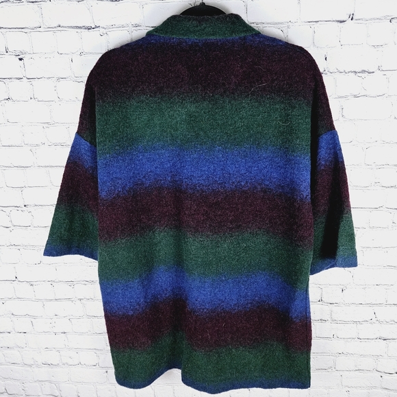 DOLCEZZA | wool blend striped cropped sleeve sweater cardigan - Picture 4 of 5